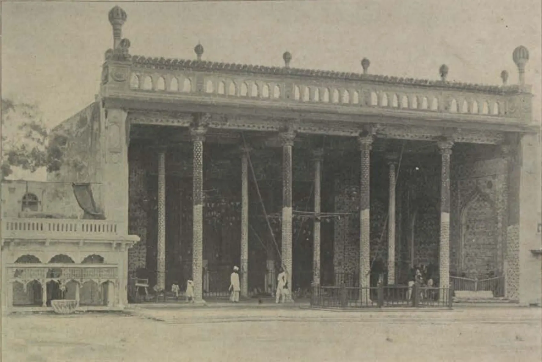 The Ashur Khana, a hall fronted by tall slender columns under a balustrade.