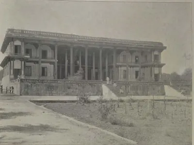 The palace of Raja Chandu Lal, a two-storeyed pillared building on a high terrace.