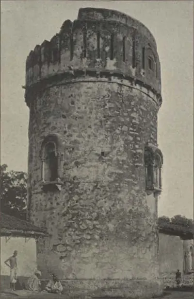 A round ruined look-out tower.