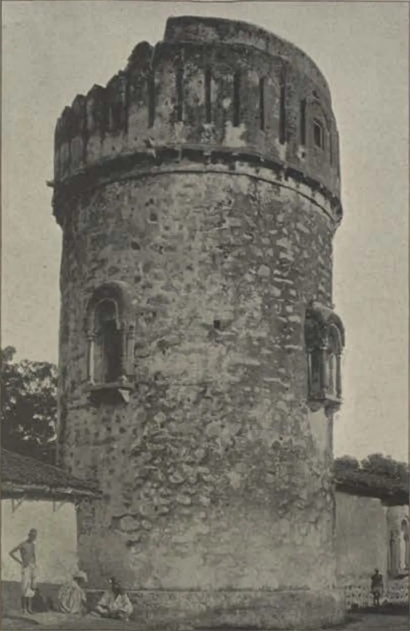 A round ruined look-out tower.