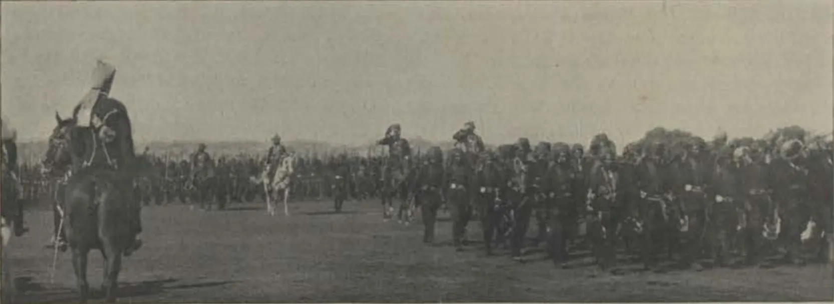 A regiment marching past in column at the Diamond Jubilee review.