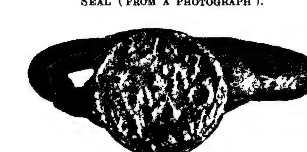 A photograph of a round seal on its heavy ring, seen at an angle; the 1-bit scan turns the relief on its face into black and white patches.