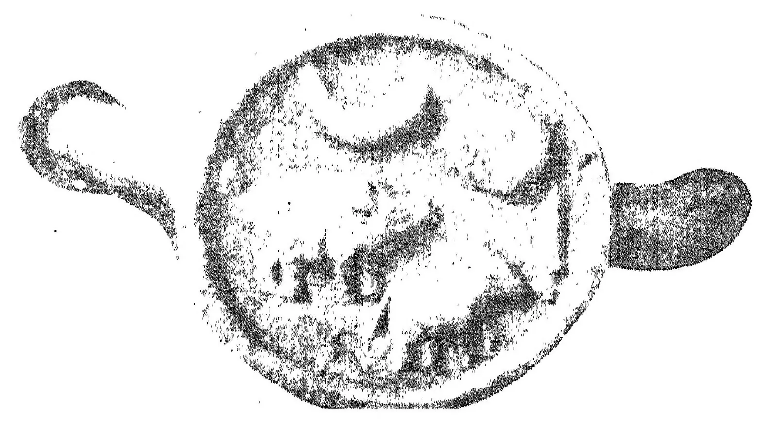 A round copper seal with the cut ends of its ring at either side, showing a crescent at the top and a worn animal figure below.