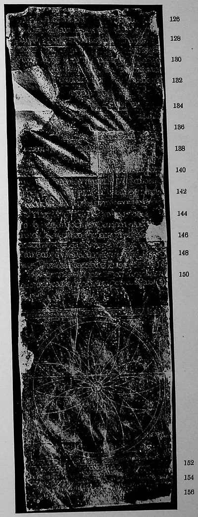 Ink impression of face IV of the "Bothpur inscription of Malyāla Guṇḍa", white Telugu-Kannada letters on a black ground, with line numbers in the margin.