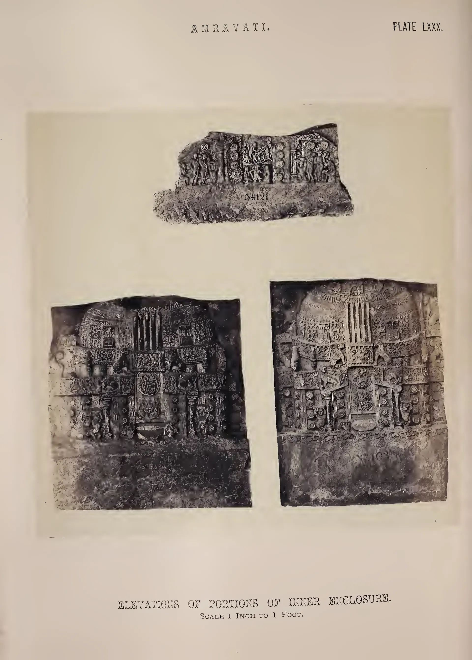 Photograph of three fragments of slabs from the inner rail.