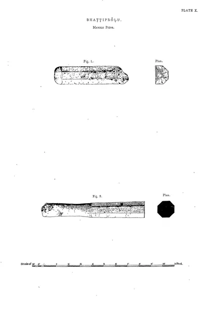 Drawings of two stone piers with their cross-sections.