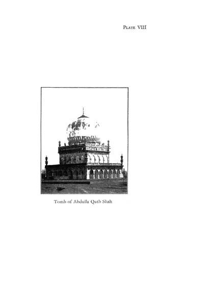 Photograph of the domed tomb of Abdullah Qutb Shah on its arcaded platform.